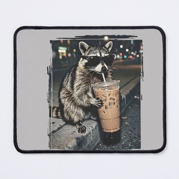 Item preview, Raccoon Drinking Iced Coffee Funny Animal Meme Men Women designed and sold by MabelWells.
