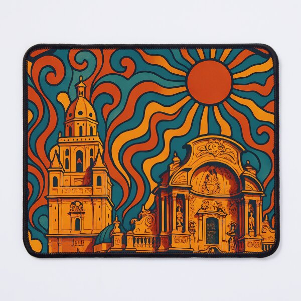Item preview, Trippy Psychedelic Poster of Murcia | Neon Cathedral Skyline | Surreal Spanish Cityscape Art designed and sold by PaintedPixels01.