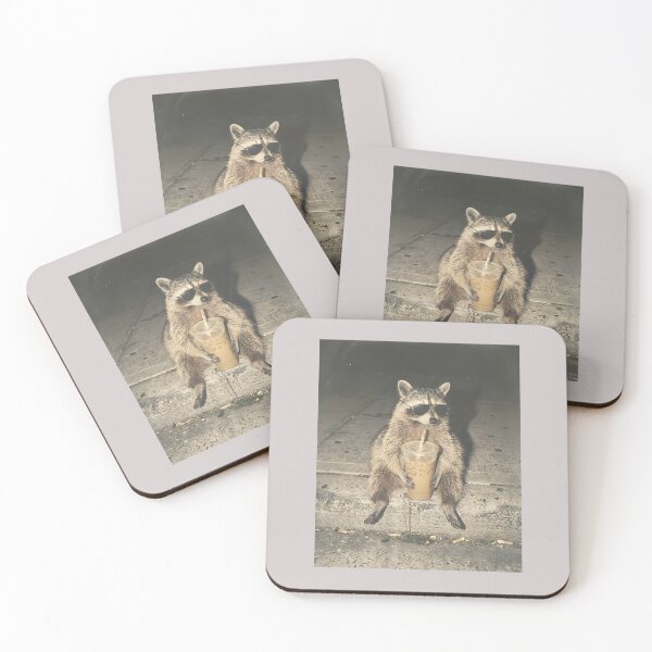 Item preview, Funny Raccoon Drinking Iced Coffee Unhinged Meme Graphic designed and sold by MabelWells.