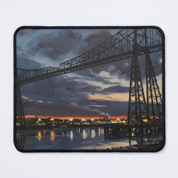 Item preview, Steel Sunset: The Transporter Bridge at Twilight designed and sold by VistaPainterArt.