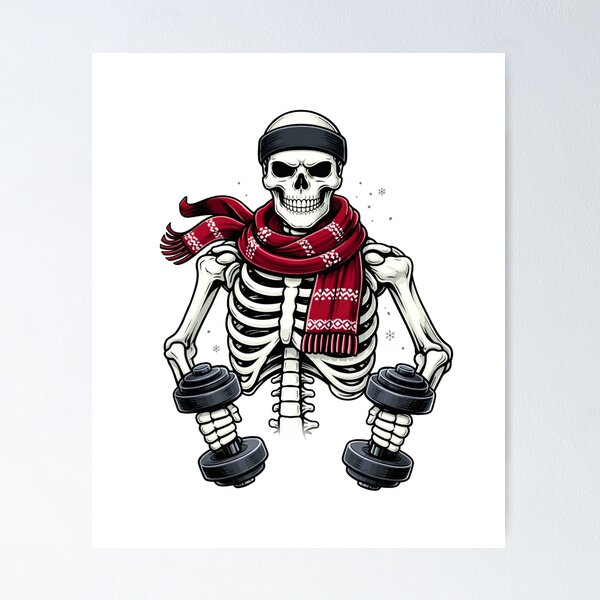 Item preview, Fitness Winter Warrior Skeleton – Strength Training Aesthetic Art designed and sold by ColorSplash123.