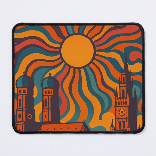 Item preview, Trippy Psychedelic Poster of Munich | Neon Marienplatz Skyline | Surreal German Cityscape Art designed and sold by PaintedPixels01.