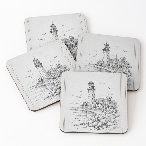 Item preview, Gull Reach | Vintage Nautical Lighthouse Art designed and sold by Tiki Cove.