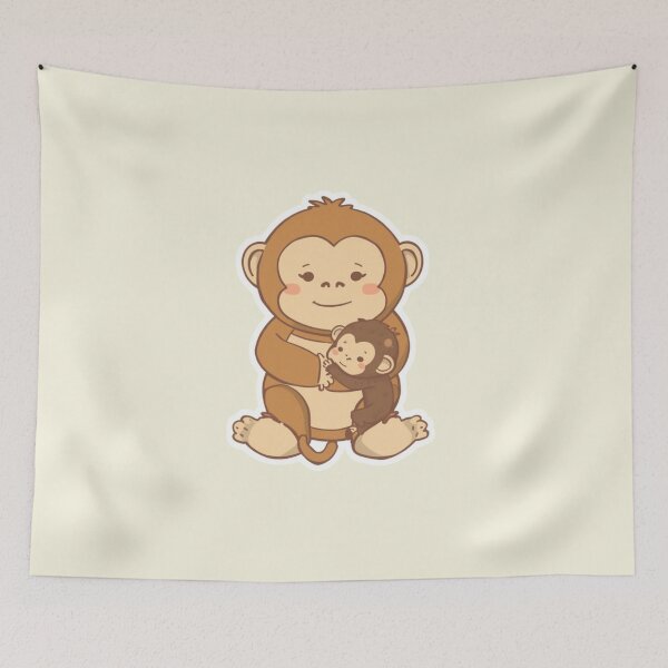 Item preview, Punch-kun – Still Beside Me Minimal Monkey Hug Illustration designed and sold by Irene Catchmind.
