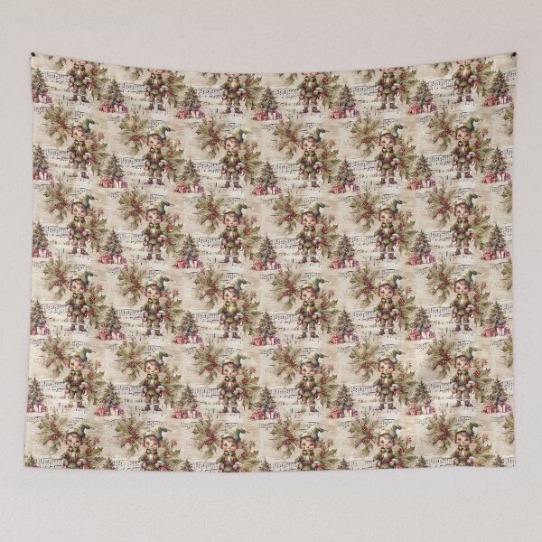 Item preview, Vintage Christmas Elves, Gifts and Trees Pattern designed and sold by LouieVanille.