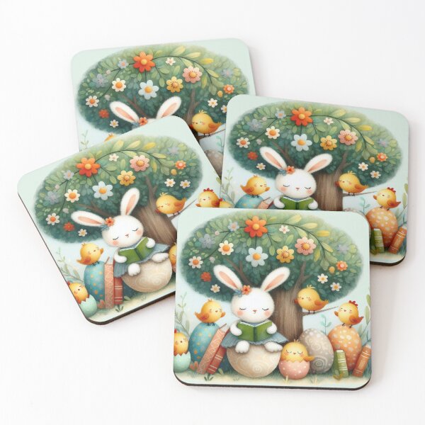 Item preview, Cute Rabbit Reading a book Easter Egg with Chick for Easter Celebration designed and sold by ideandesign.