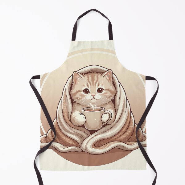 Item preview, Cozy Furfolkz Kitten with Coffee – Cute Cottagecore Cat Wrapped in Blanket Illustration designed and sold by Furfolkz.