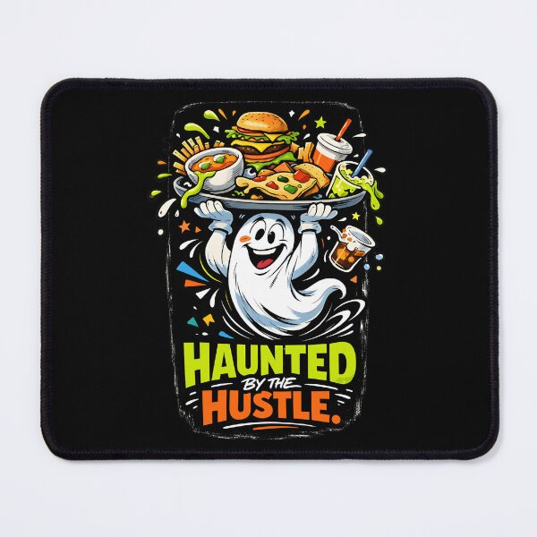 Item preview, Haunted By The Hustle Funny Ghost Waiter Streetwear Graphic - Relatable Work Life Grind Culture Art - Spooky Server Service Industry Humor - Gus the Ghost Host Design designed and sold by Vivaan Studio.
