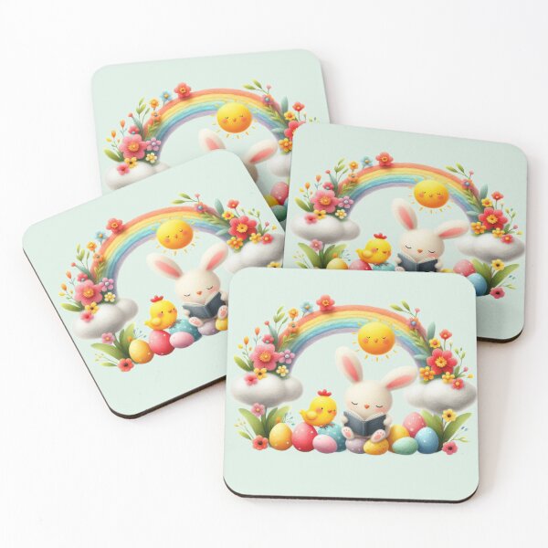 Item preview, Cute Rabbit Reading Book with Easter Egg and Chick designed and sold by ideandesign.