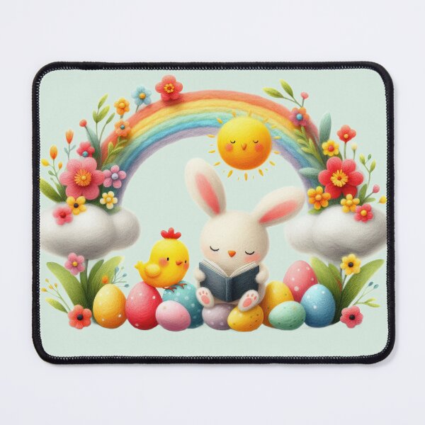 Item preview, Cute Rabbit Reading Book with Easter Egg and Chick designed and sold by ideandesign.