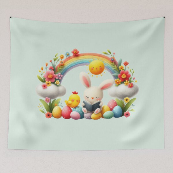 Item preview, Cute Rabbit Reading Book with Easter Egg and Chick designed and sold by ideandesign.