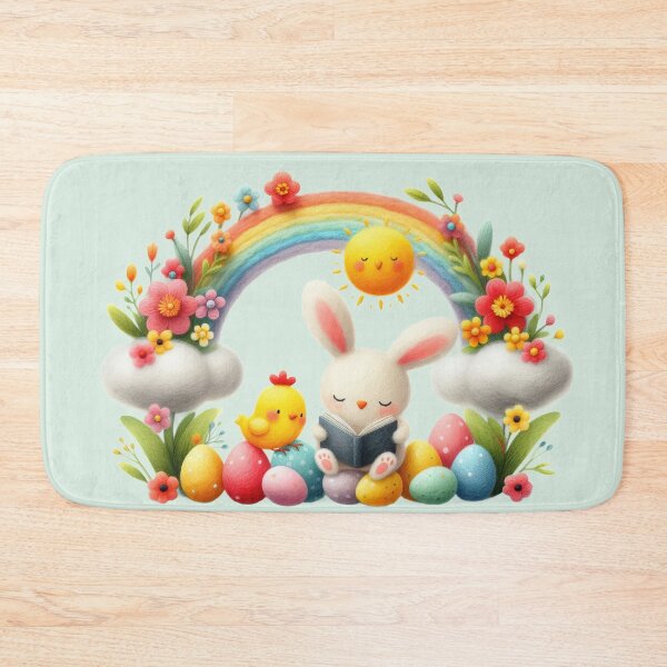 Item preview, Cute Rabbit Reading Book with Easter Egg and Chick designed and sold by ideandesign.
