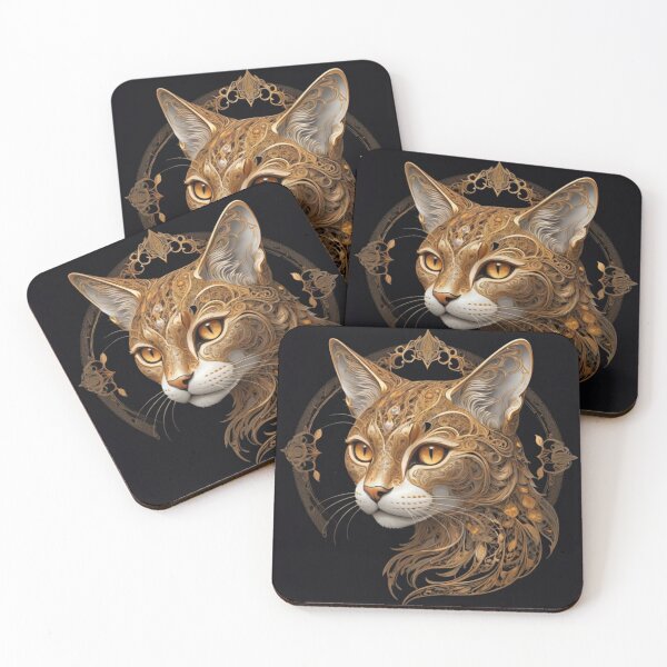 Item preview, Celestial Gold Filigree Cat designed and sold by Dreamy Armine Art.