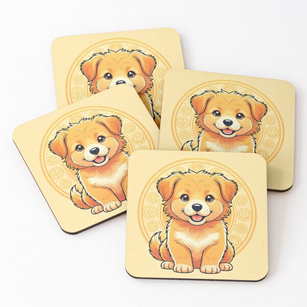 Item preview, Golden Furfolkz Puppy Mandala – Cute Symmetrical Dog Illustration in Warm Sunset Tones designed and sold by Furfolkz.