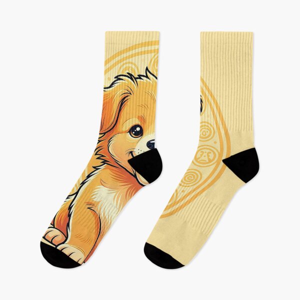 Item preview, Golden Furfolkz Puppy Mandala – Cute Symmetrical Dog Illustration in Warm Sunset Tones designed and sold by Furfolkz.