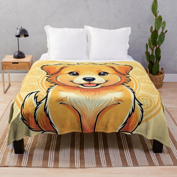 Item preview, Golden Furfolkz Puppy Mandala – Cute Symmetrical Dog Illustration in Warm Sunset Tones designed and sold by Furfolkz.