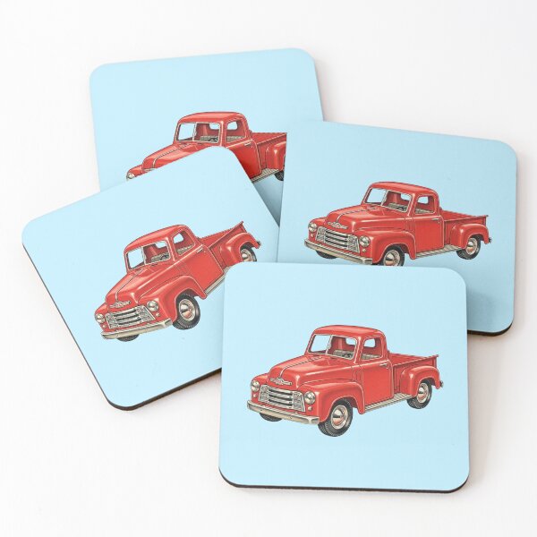 Item preview, Classic Red Retro Pickup Truck Illustration designed and sold by Pasteltone.