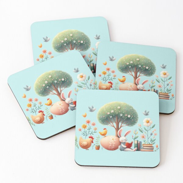 Item preview, Cute Rabbit Reading Book with Easter Egg and Chick designed and sold by ideandesign.