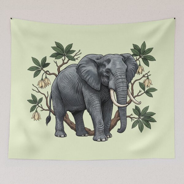 Item preview, African Elephant and Baobab Botanical Illustration designed and sold by BirdsnStuff.