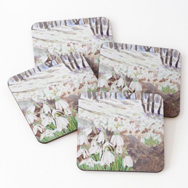 Item preview, snowdrops carpet in wood watercolour  designed and sold by ColorandColor.