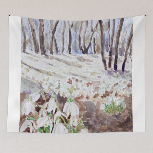 Item preview, snowdrops carpet in wood watercolour  designed and sold by ColorandColor.