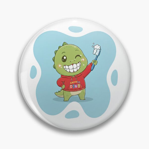 Item preview, Chhota Dino Brushing Teeth – Cute Kids Dental Hygiene Cartoon designed and sold by MeeraArts&Crafts.