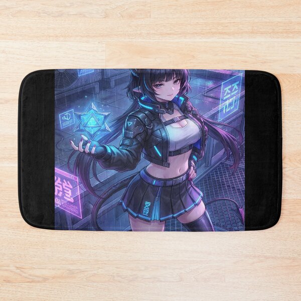 Item preview, Anime Devil Girl in Cyberpunk Cityscape designed and sold by ChiqueAvenue.