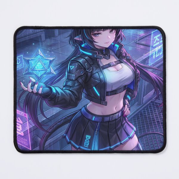 Item preview, Anime Devil Girl in Cyberpunk Cityscape designed and sold by ChiqueAvenue.