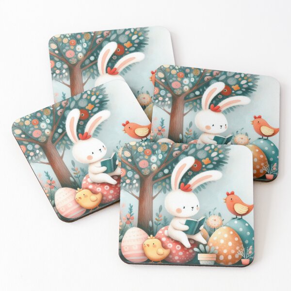 Item preview, Cute Rabbit Reading Book with Easter Egg and Chick designed and sold by ideandesign.