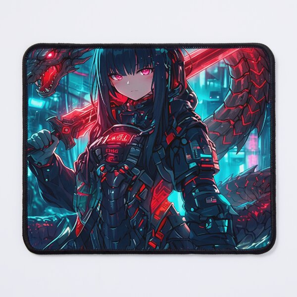 Item preview, Cyberpunk Anime Girl with Dragon designed and sold by ChiqueAvenue.