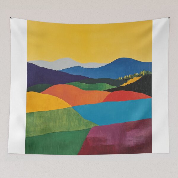 Item preview, Original Paintings by Etel Adnan, Etel Adnan Color Landscape Art designed and sold by OilArtLittle.