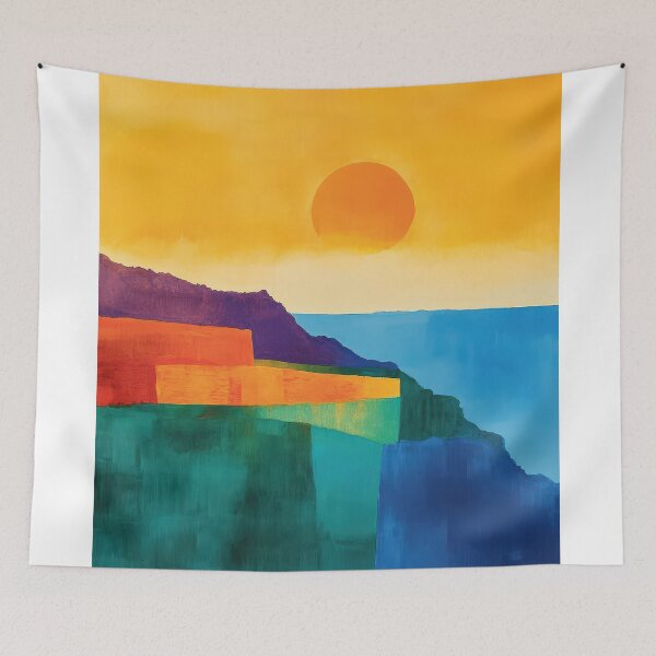 Item preview, Original Paintings by Etel Adnan, Etel Adnan Color Landscape Art designed and sold by OilArtLittle.