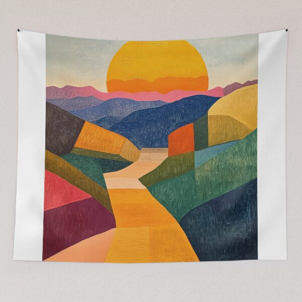 Item preview, Original Paintings by Etel Adnan, Etel Adnan Color Landscape Art designed and sold by OilArtLittle.