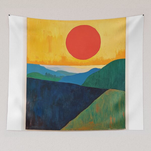 Item preview, Original Paintings by Etel Adnan, Etel Adnan Color Landscape Art designed and sold by OilArtLittle.