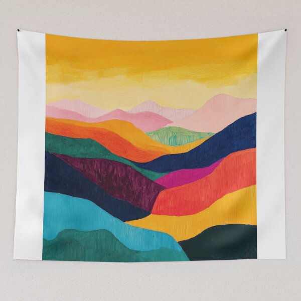 Item preview, Original Paintings by Etel Adnan, Etel Adnan Color Landscape Art designed and sold by OilArtLittle.