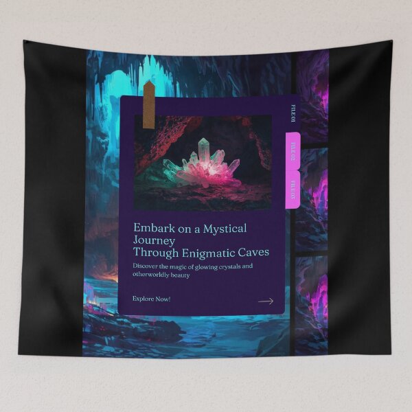 Item preview,  Neon Crystal Cave – Glowing Bioluminescent Sci‑Fi Fantasy Poster  إ designed and sold by Dzblack.