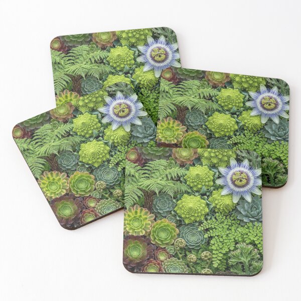 Item preview, Botanical Fractal Tapestry: Succulents, Romanesco & Passionflower designed and sold by Sybille-Yates.