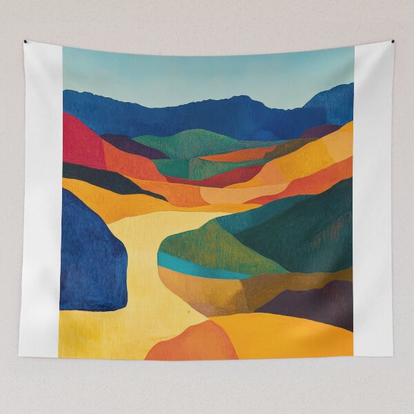 Item preview, Original Paintings by Etel Adnan, Etel Adnan Color Landscape Art designed and sold by OilArtLittle.