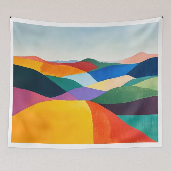 Item preview, Original Paintings by Etel Adnan, Etel Adnan Color Landscape Art designed and sold by OilArtLittle.