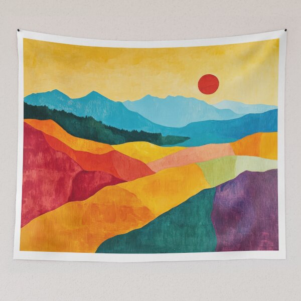 Item preview, Original Paintings by Etel Adnan, Etel Adnan Color Landscape Art designed and sold by OilArtLittle.