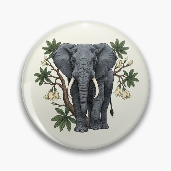 Item preview, African Elephant Portrait with Baobab Flowers designed and sold by BirdsnStuff.