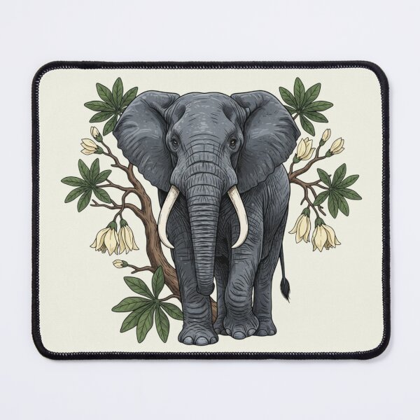 Item preview, African Elephant Portrait with Baobab Flowers designed and sold by BirdsnStuff.
