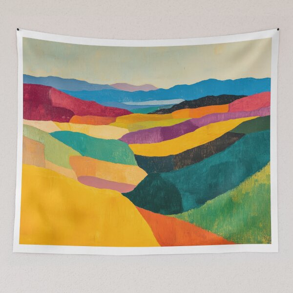 Item preview, Original Paintings by Etel Adnan, Etel Adnan Color Landscape Art designed and sold by OilArtLittle.