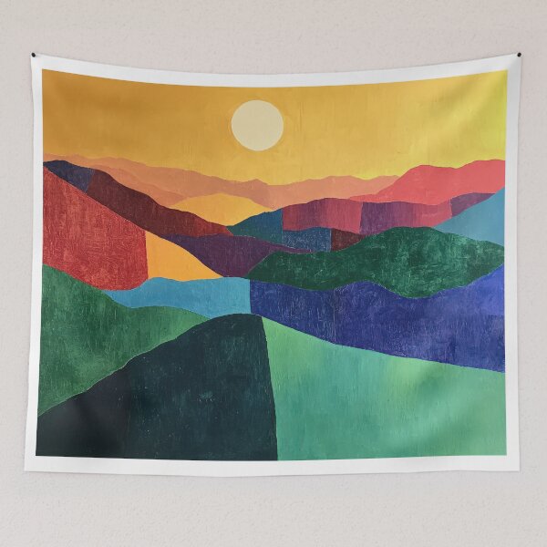 Item preview, Original Paintings by Etel Adnan, Etel Adnan Color Landscape Art designed and sold by OilArtLittle.