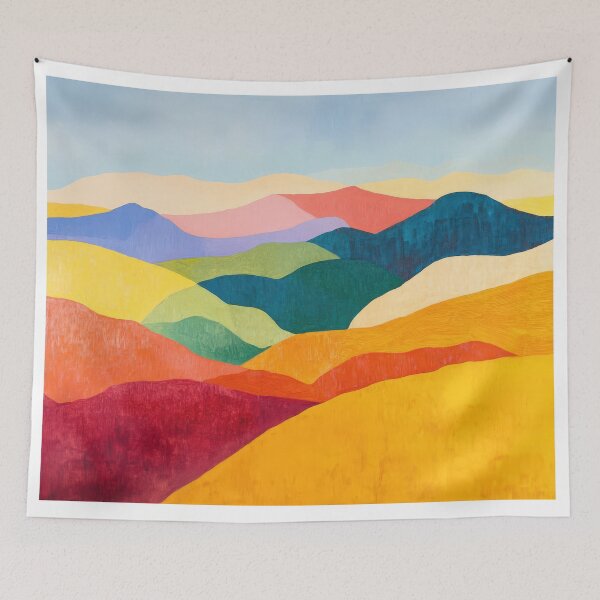 Item preview, Original Paintings by Etel Adnan, Etel Adnan Color Landscape Art designed and sold by OilArtLittle.