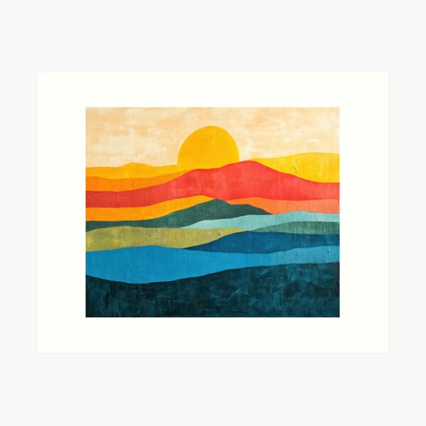 Item preview, Original Paintings by Etel Adnan, Etel Adnan Color Landscape Art designed and sold by OilArtLittle.