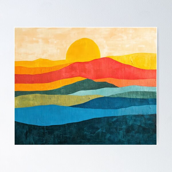Item preview, Original Paintings by Etel Adnan, Etel Adnan Color Landscape Art designed and sold by OilArtLittle.