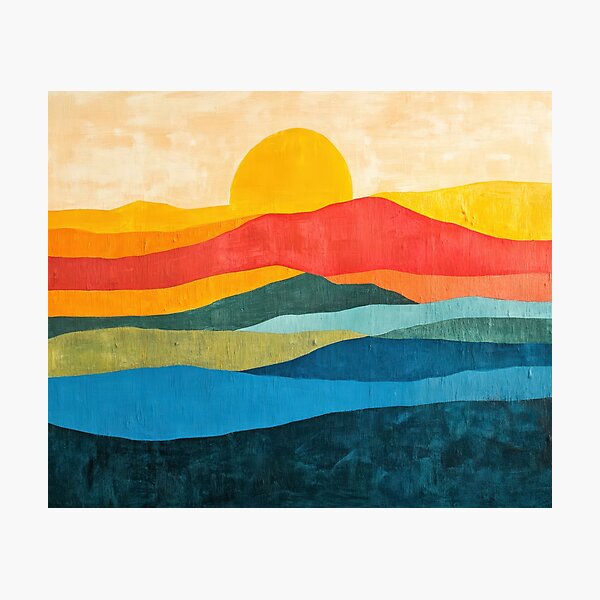 Item preview, Original Paintings by Etel Adnan, Etel Adnan Color Landscape Art designed and sold by OilArtLittle.