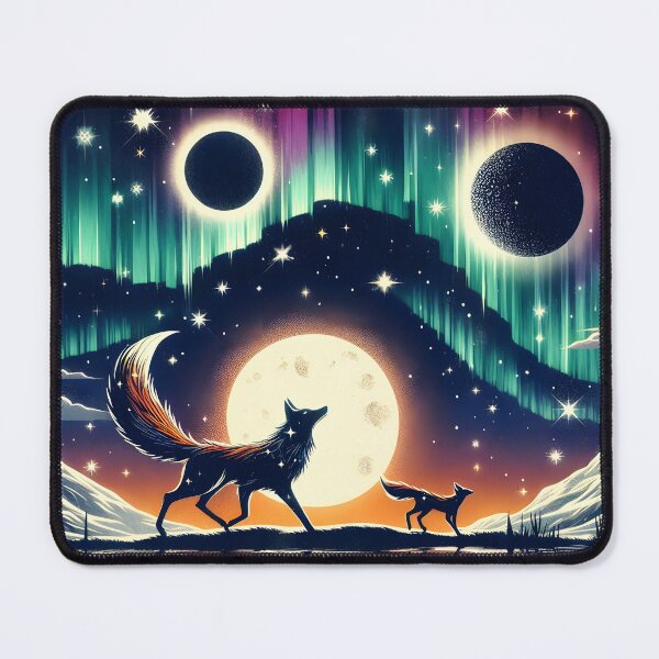 Item preview, Northern Lights Wolf and Fox, Ai Generated Art designed and sold by ACC .