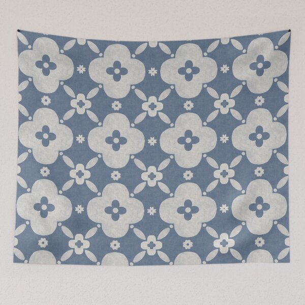 Item preview, Bold retro floral | Denim blue aesthetic designed and sold by Illustrated by Nat.